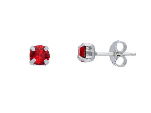 SILVER EARRINGS WITH RED ZIRCONS
