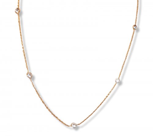 SILVER NECKLACE IN GOLDEN COLOR WITH WHITE ZIRCONS