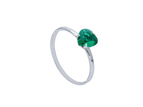 WHITE GOLD RING 9CT WITH GREEN ZIRCON