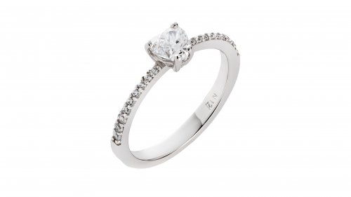  SOLITAIRE WHITE GOLD RING 14CT WITH ZIRCONS