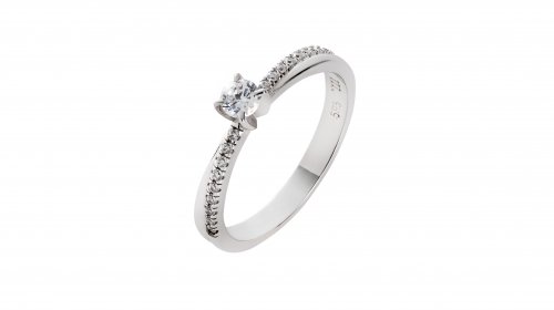  SOLITAIRE WHITE GOLD RING 14CT WITH ZIRCONS