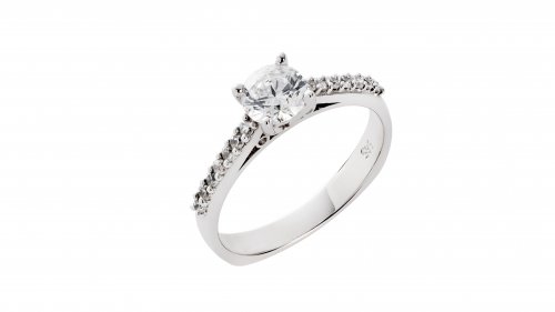 SOLITAIRE WHITE GOLD RING 14CT WITH ZIRCONS