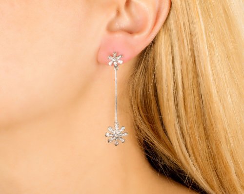 WHITE GOLD EARRINGS 18CT WITH WHITE DIAMONDS 0.46ct