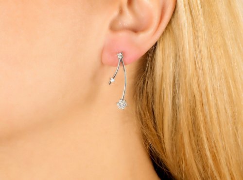  WHITE GOLD EARRINGS 18CT WITH WHITE DIAMONDS 0.44ct