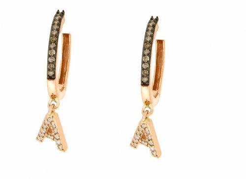 ROSE GOLD EARRINGS 18CT WITH WHITE AND BROWN DIAMONDS 0.30ct