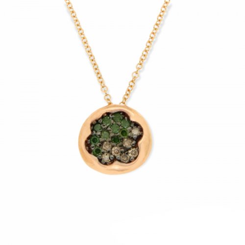 PENDANT ROSE GOLD 18CT WITH GREEN AND BROWN DIAMONDS 0.16ct