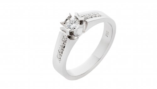 SOLITAIRE WHITE GOLD RING 18CT WITH WHITE DIAMOND 0.21ct