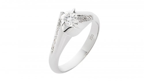SOLITAIRE WHITE GOLD RING 18CT WITH WHITE DIAMOND 0.36ct