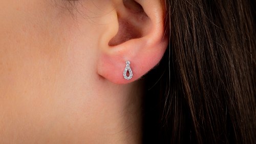  WHITE GOLD EARRINGS 14CT WITH ZIRCONS