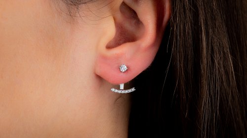 WHITE GOLD EARRINGS 14CT WITH ZIRCONS