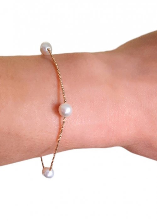 GOLDEN BRACELET 18CT WITH WHITE PEARLS
